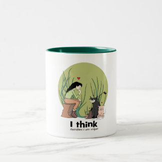 Ik denk daarom dat ik een veganMOK ben Tweekleurige Koffiemok