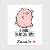 Ik denk daarom dat ik Funny Pig Pun Sticker (Vel)