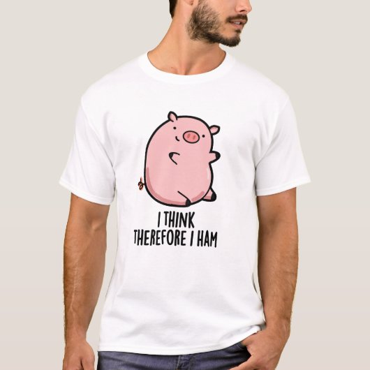 Ik denk daarom dat ik Funny Pig Pun T-shirt (Voorkant)