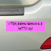Ik denk dat Andrew Barocco een HOTT is!!! Man! Bumpersticker (Op auto)