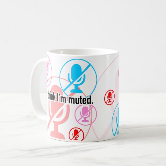 Ik denk dat ik gedempt ben. koffiemok (Voorkant links)