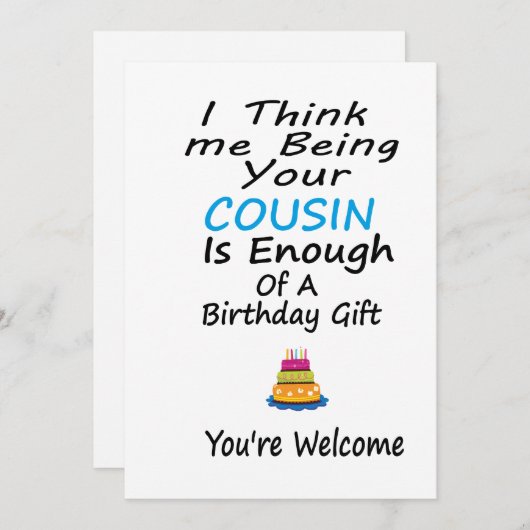 Ik denk dat ik je neef ben genoeg een verjaardag. feestdagenkaart (Voorkant / Achterkant)