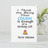 Ik denk dat ik je neef ben genoeg een verjaardag. feestdagenkaart (Staand voorkant)