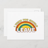 Ik denk dat je de grappige regenboog moet verlaten feestdagenkaart (Voorkant / Achterkant)