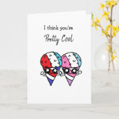 Ik denk dat je pretty cool bent voedselpuns ijsjes kaart (Gele Bloem)
