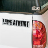 ik denk dus dat ik atheïst ben , bumpersticker (Op Truck)
