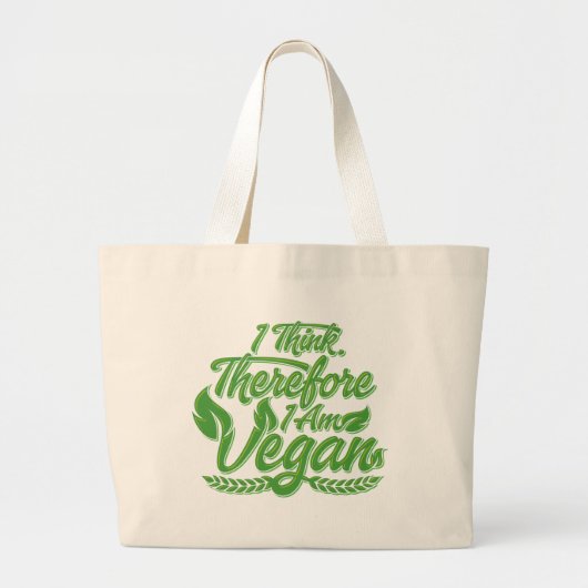 Ik denk dus dat ik Vegan ben Grote Tote Bag (Voorkant)