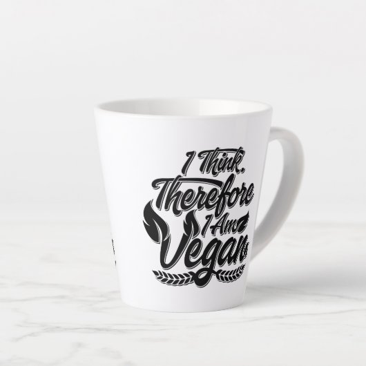Ik denk dus dat ik Vegan ben Latte Mok (Rechterhoek)