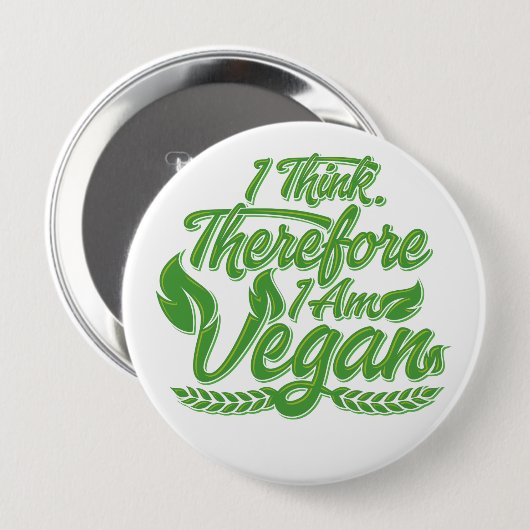Ik denk dus dat ik Vegan ben Ronde Button 4,0 Cm (Voorkant /achterkant)