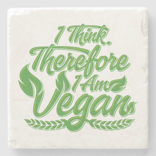 Ik denk dus dat ik Vegan ben Stenen Onderzetter (Voorkant)