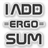 Ik denk dus ik ben – Filosofie Geek grap Sticker (Voorkant)