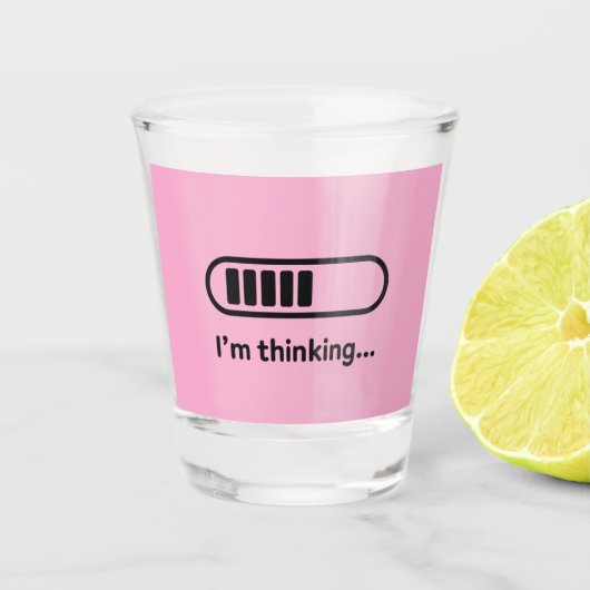 Ik denk na... Laadbalk Roze Minimalistisch Shot Glas (Voorkant)