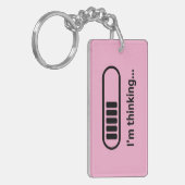 Ik denk na... Laadbalk Roze Minimalistisch Sleutelhanger (Voorkant Links)
