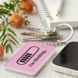 Ik denk na... Laadbalk Roze Minimalistisch Sleutelhanger