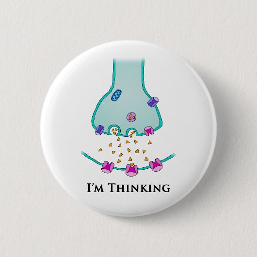 Ik denk Neuron Synapsis Ronde Button 5,7 Cm (Voorkant)