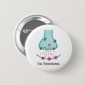 Ik denk Neuron Synapsis Ronde Button 5,7 Cm (Voorkant /achterkant)