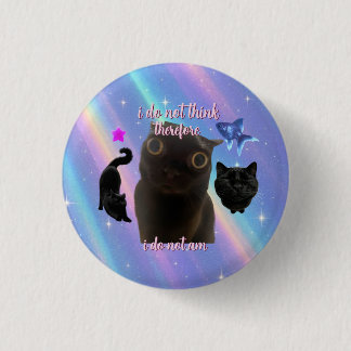 Ik denk niet kat meme tas ronde button 3,2 cm