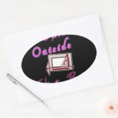 Ik denk out of the box: creatief ontwerp ovale sticker (Envelop)