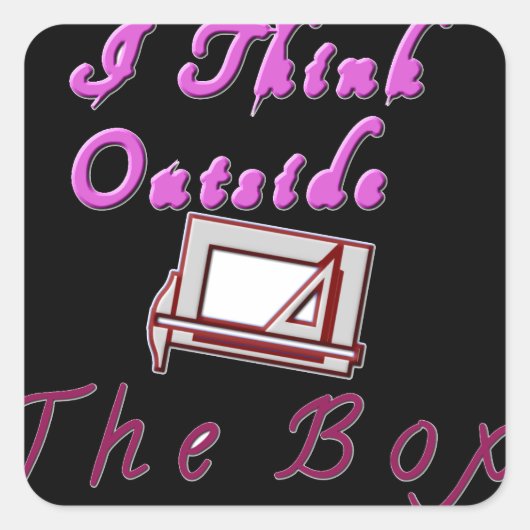 Ik denk out of the box: creatief ontwerp vierkante sticker (Voorkant)