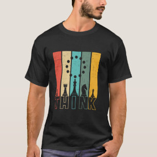 Ik denk schaakstukken Funny schaakbord schaak G T-shirt