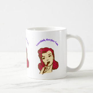 Ik denk te veel, dus ik ben – Retro Pop Girl Illus Koffiemok