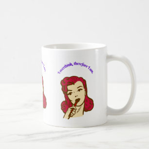 Ik denk te veel, dus ik ben – Retro Pop Girl Illus Koffiemok