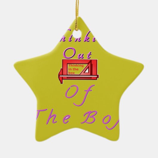 Ik denk uit de doos. keramisch ornament (Voorkant)