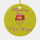Ik denk uit de doos. keramisch ornament (Voorkant)