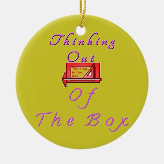 Ik denk uit de doos. keramisch ornament (Voorkant)
