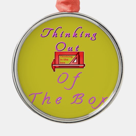 Ik denk uit de doos. metalen ornament (Voorkant)