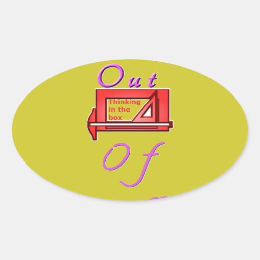 Ik denk uit de doos. ovale sticker (Voorkant)