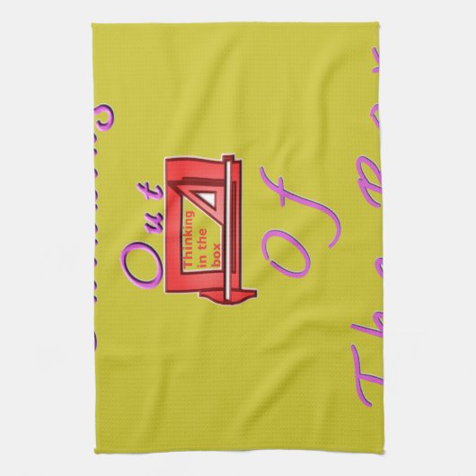 Ik denk uit de doos. theedoek (Verticaal)