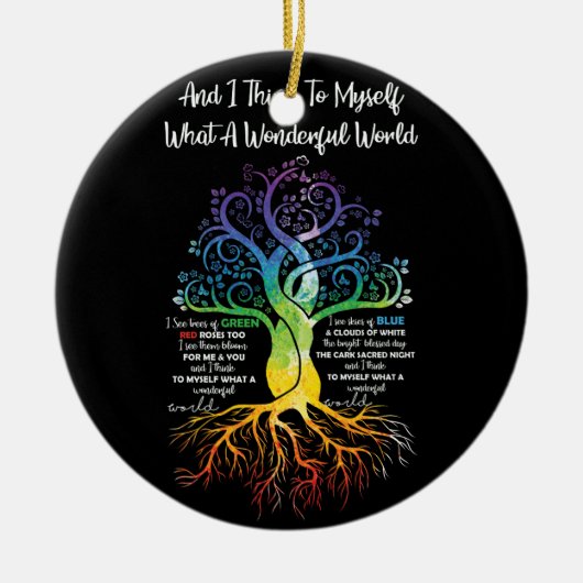 Ik denk voor mezelf wat een geweldige wereld hippi keramisch ornament (Voorkant)