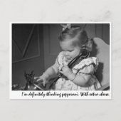 "Ik denk zeker aan pepperoni. Met extra cheque Briefkaart (Voorkant)