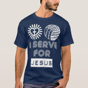 Ik dien voor Jesus Funny Volleyball Gezegde God T-shirt