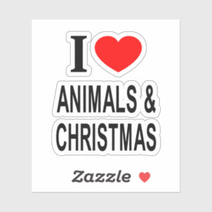 Ik ❤️ DIEREN & KERSTMIS Ik HOU VAN DIEREN & KERSTM Sticker