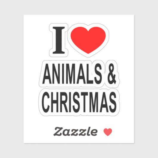 Ik ❤️ DIEREN & KERSTMIS Ik HOU VAN DIEREN & KERSTM Sticker (Vel)