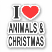 Ik ❤️ DIEREN & KERSTMIS Ik HOU VAN DIEREN & KERSTM Sticker (Voorkant)