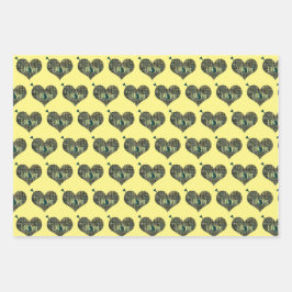 Ik dig je gele blauwe rastervorm inpakpapier vel