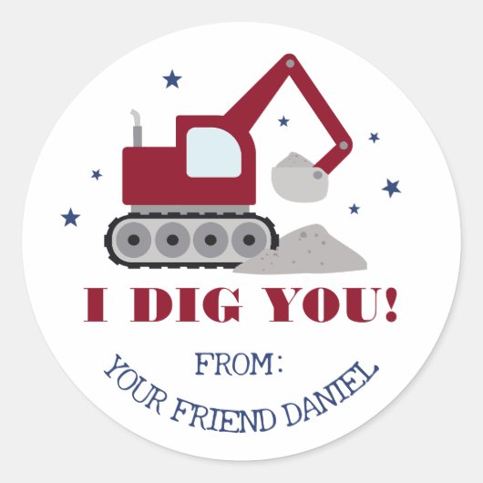 Ik dig je Valentijnsdag Ronde Sticker (Voorkant)