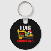 Ik dig kerstexcavator Xmas pjs Toddler Boys Ki Sleutelhanger (Voorkant)