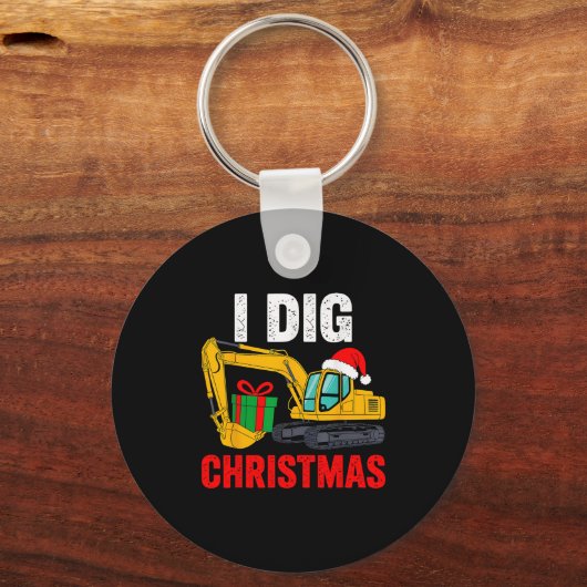 Ik dig kerstexcavator Xmas pjs Toddler Boys Ki Sleutelhanger (Voorkant)