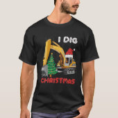 Ik dig met kerst-backhoe trekker met kersttang t-shirt (Voorkant)