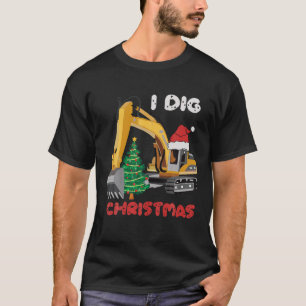 Ik dig met kerst-backhoe trekker met kersttang t-shirt