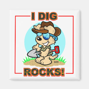 Ik dig Rocks. Square Magnet