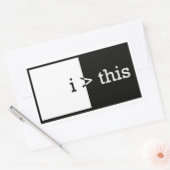 Ik > dit (ik ben groter dan dit) rechthoekige sticker (Envelop)