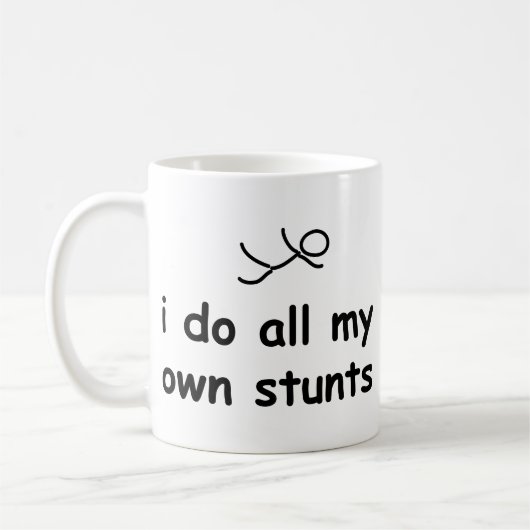 Ik doe al mijn eigen stunts koffiemok (Links)