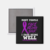 Ik doe alsof ik het goed heb. Paarse fibromyalgie- Magneet (Voorkant / Achterkant)