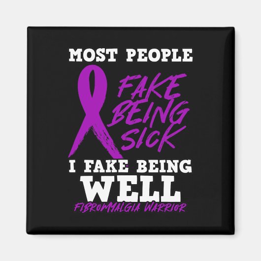 Ik doe alsof ik het goed heb. Paarse fibromyalgie- Magneet (Voorkant)