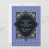 IK DOE BARBECUE BBQ Blauw Wit Geruit Verloving Kaart (Achterkant)